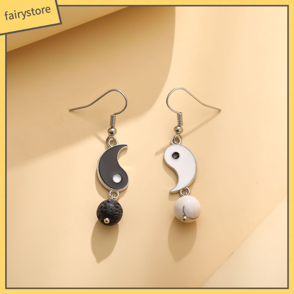 1 Đôi Bông Tai Tai Tai Âm Dương Bằng Hợp Kim Chống Mòn Phong Cách Vintage