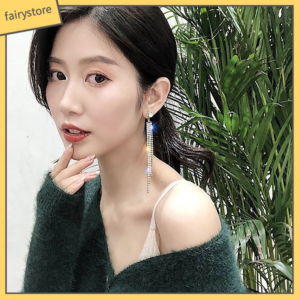 1 Cặp Bông Tai Dáng Dài Đính Pha Lê Phong Cách Boho Thời Trang Cho Nữ