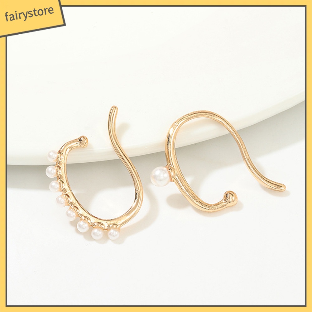 Khuyên Kẹp Vành Tai Đính Ngọc Trai Nhân Tạo Thời Trang