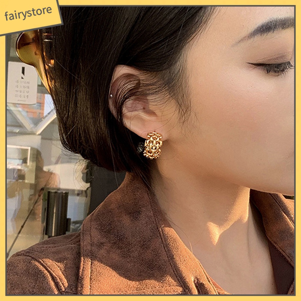 1 Đôi Bông Tai Dạng Vòng Hở Màu Vàng Bóng Cao Không Gây Dị Ứng Thời Trang Thích Hợp Làm Quà Tặng Cho Bạn Gái