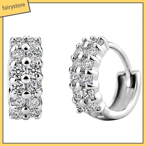 Bông Tai Tròn Đính Đá Hai Hàng Thời Trang