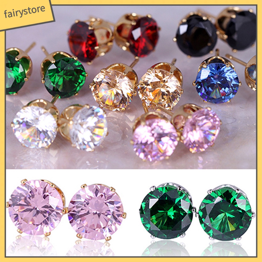 [FRO] Bông Tai Đính Đá Zircon Thanh Lịch Dễ Phối Đồ Tinh Tế