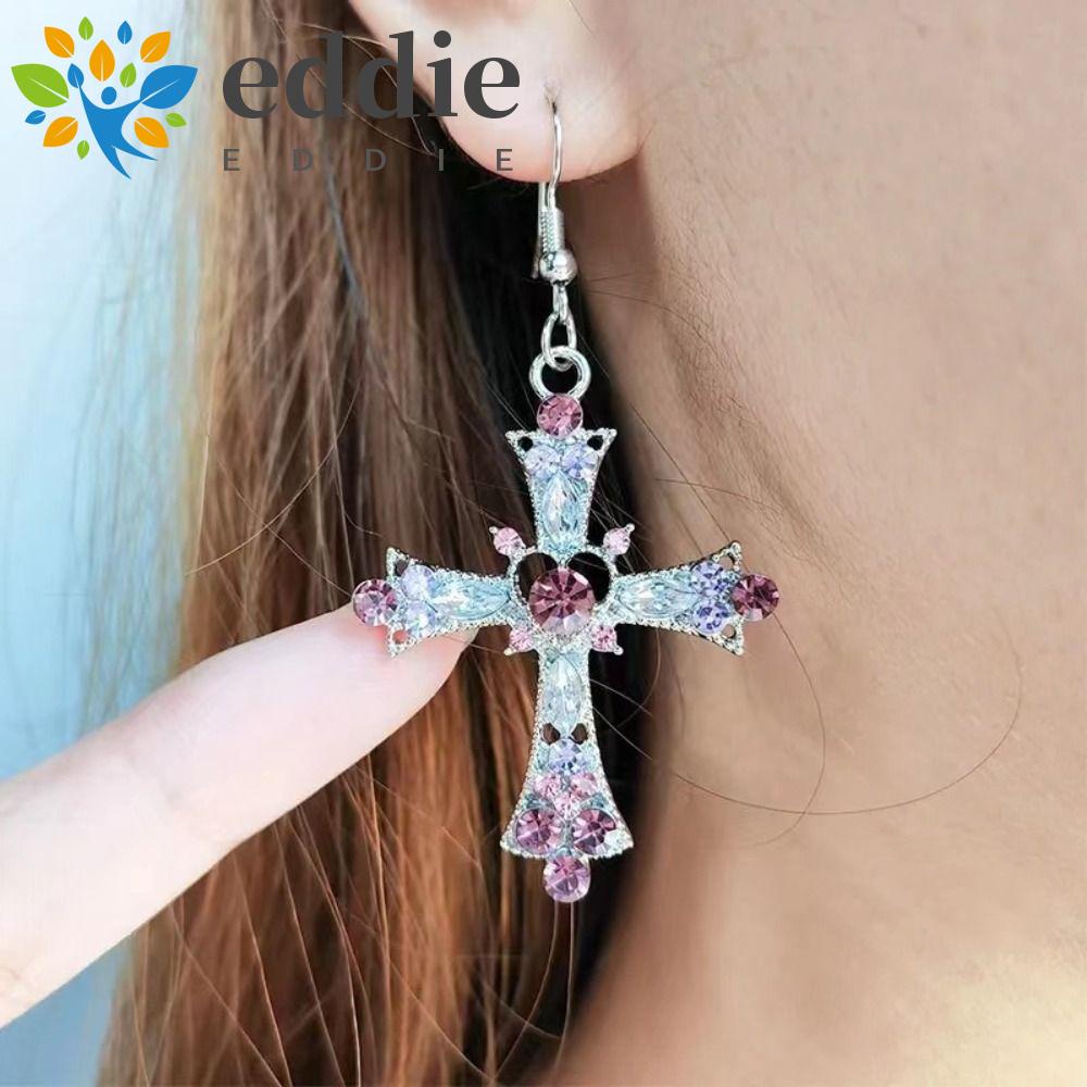 Bông Tai Hình Thánh Giá 26Eddie Y2K Lấp Lánh Đơn Giản Dành Cho Nữ