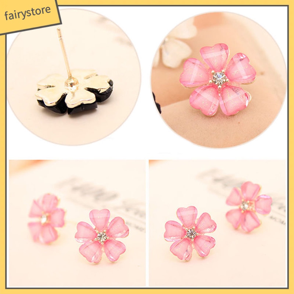 Bông Tai Mạ Bạc Hình Hoa Đính Đá Thanh Lịch Thời Trang Cho Nữ