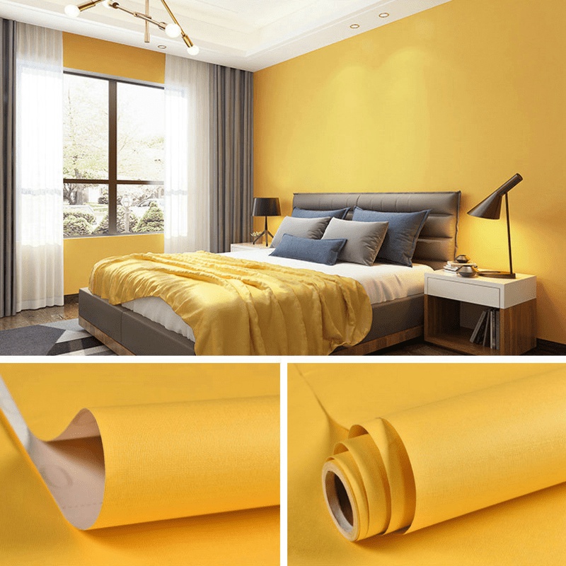 Combo 5 mét dài decal dán tường, Giấy dán tường MÀU VÀNG ĐẬM NHÁM khổ 45cm