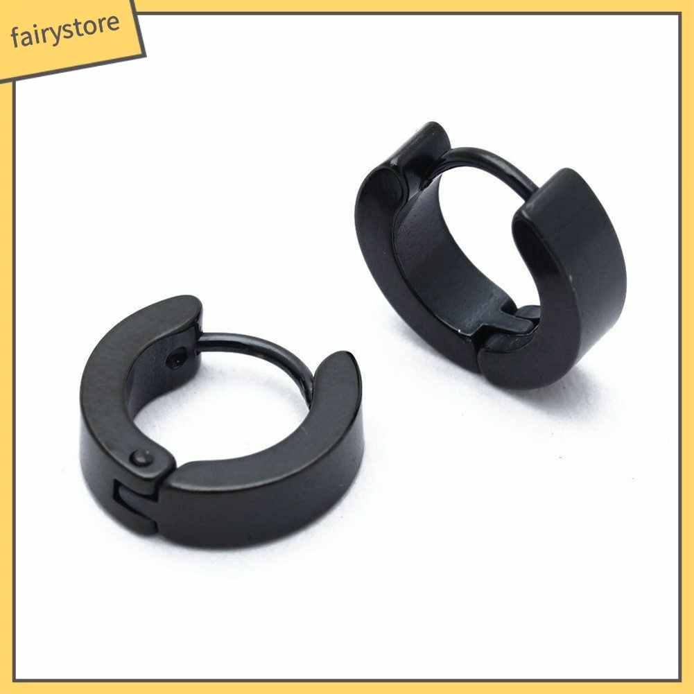 1 Đôi Bông Tai Tròn Bằng Thép Không Gỉ Thời Trang Cá Tính Dành Cho Nam