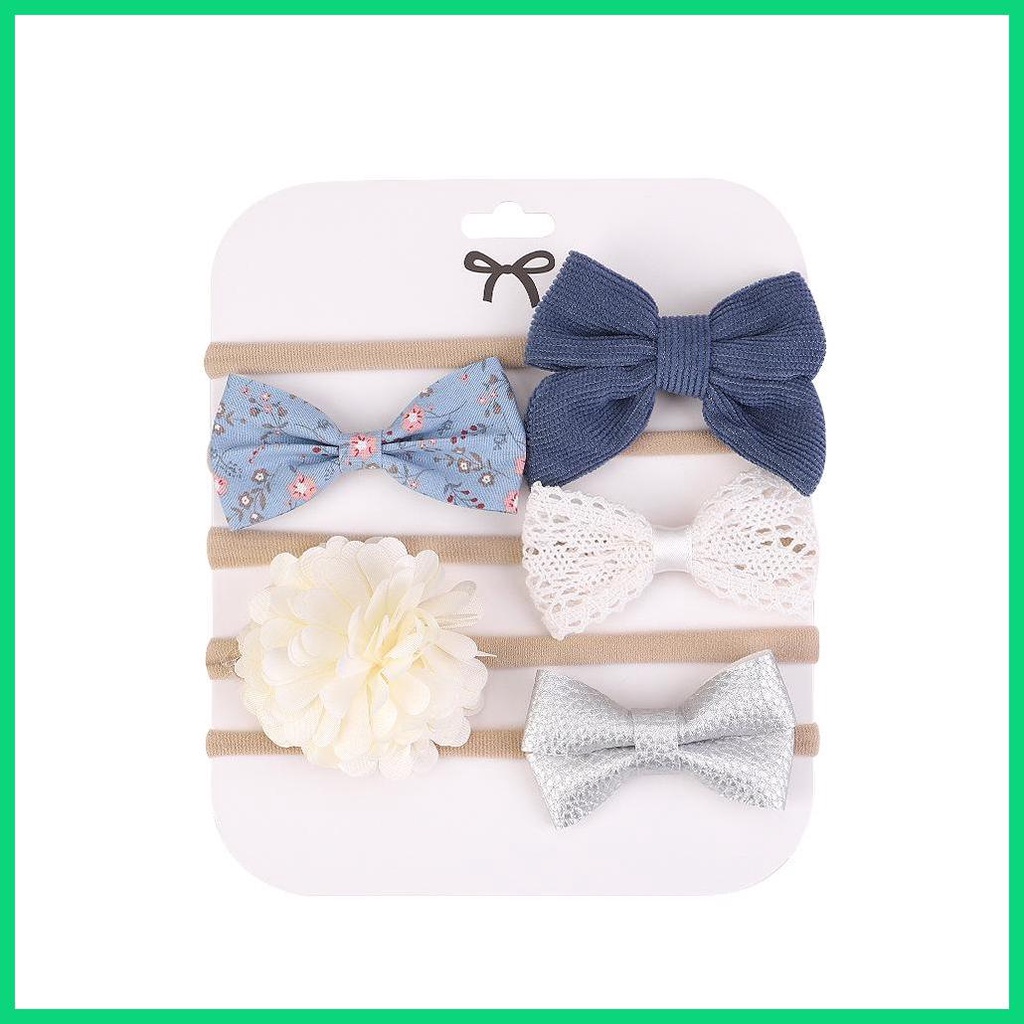 Set 5 Băng Đô Nylon Mềm Co Giãn Cho Bé Gái