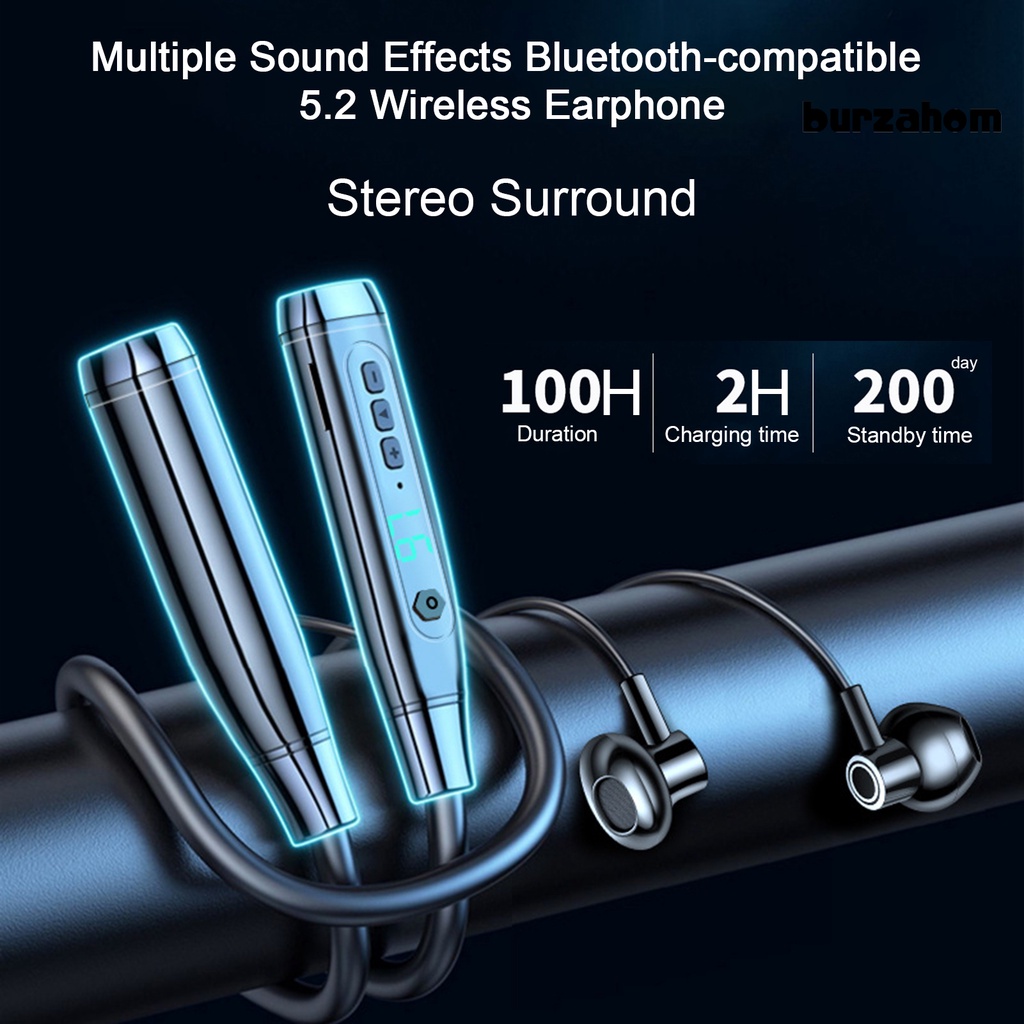 Tai Nghe Bluetooth 5.2 Không Dây BT25 Màn Hình LED Kỹ Thuật Số Đeo Cổ Hỗ Trợ Thẻ TF Sử Dụng Hàng Ngày