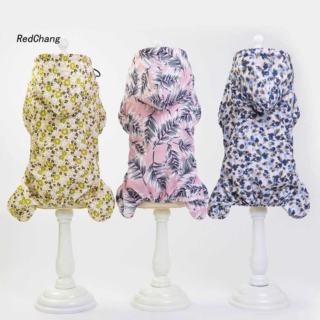 Rc ~ Áo Mưa Bốn Ống Chống Nước In Họa Tiết Tươi Mới Có Mũ Trùm Cho Thú Cưng Chó Mèo