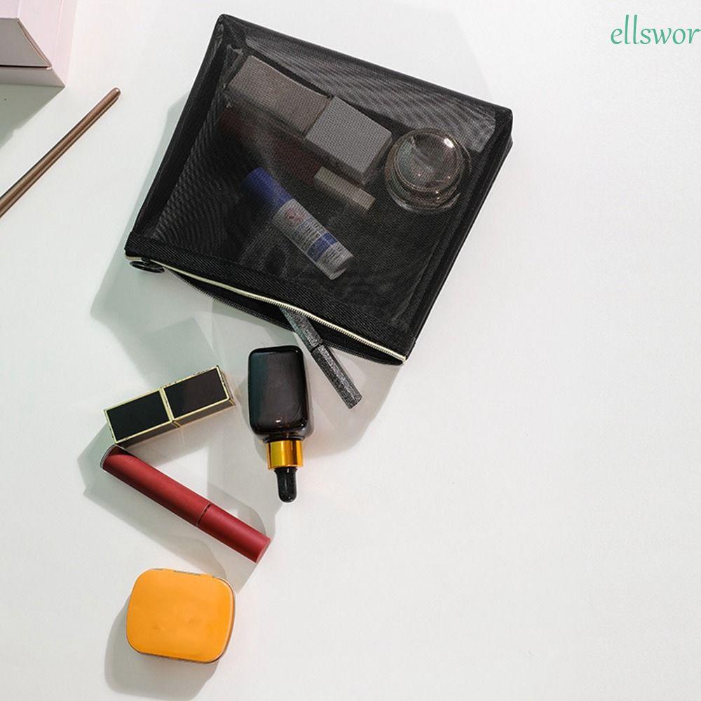 Túi Lưới Đựng Mỹ Phẩm / Đồ Vệ Sinh Cá Nhân Màu Đen Có Khóa Kéo Tiện Dụng Mang Theo Du Lịch