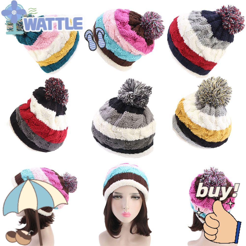 Mũ Dệt Kim Co Giãn Họa Tiết Đầu Lâu Kẻ Sọc Thời Trang Cho Nữ