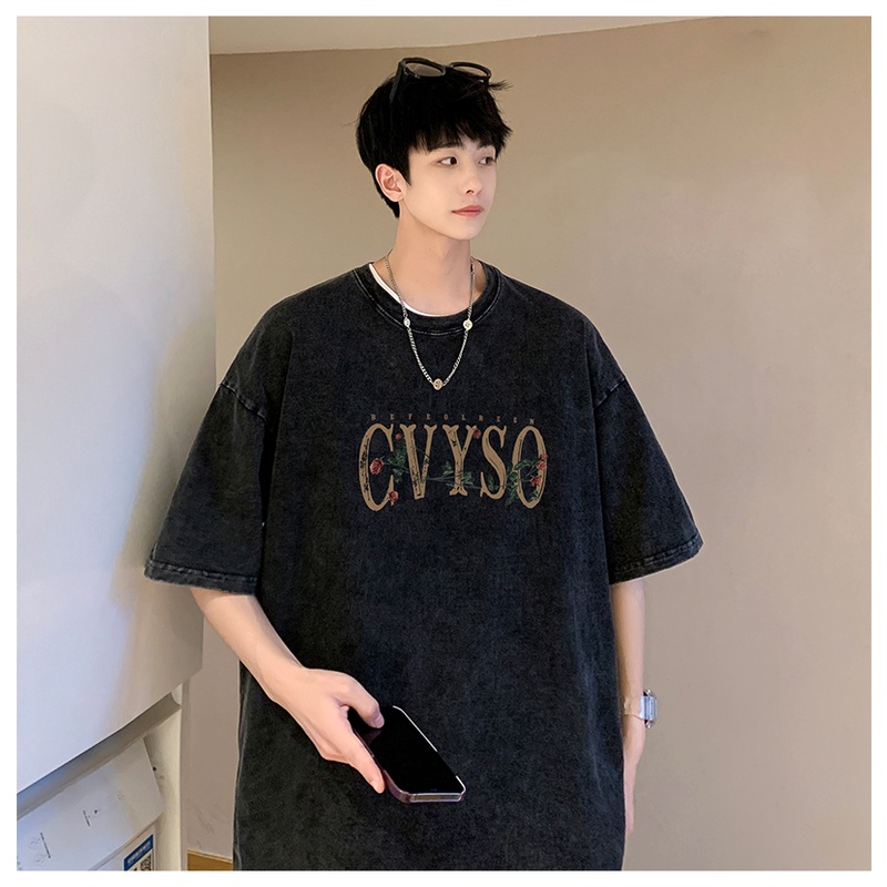 Áo Thun Nam Tay Ngắn Phong Cách Hip Hop Âu Mỹ Cá Tính 400g