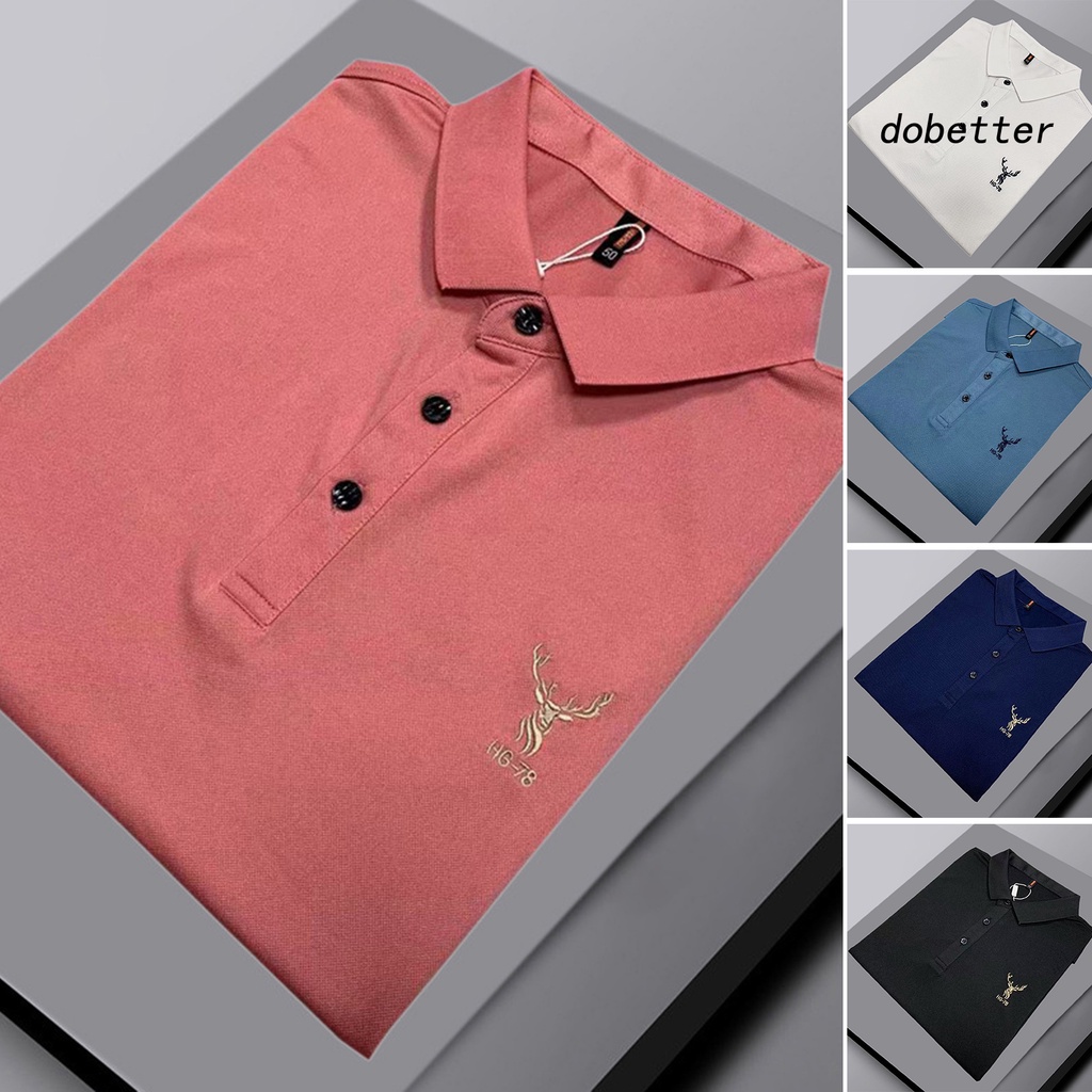 Áo Thun Tay Ngắn Cổ Bẻ Cài Nút Mềm Mại Co Giãn Thời Trang Đường Phố Mùa Hè Cho Nam