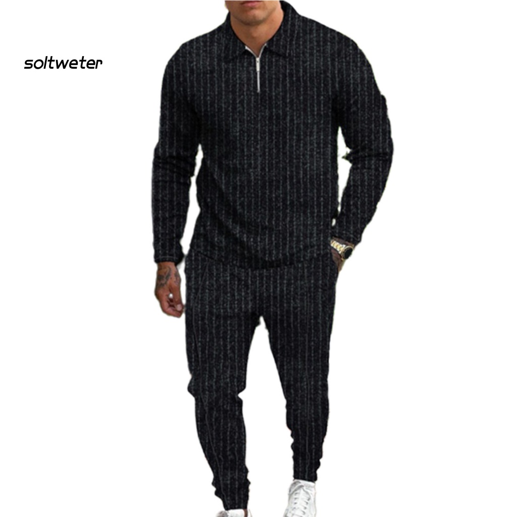 Set Áo Nỉ Dài Tay Cổ Bẻ + Quần Dài Màu Sắc Trơn Thấm Hút Mồ Hôi Thời Trang Mùa Thu