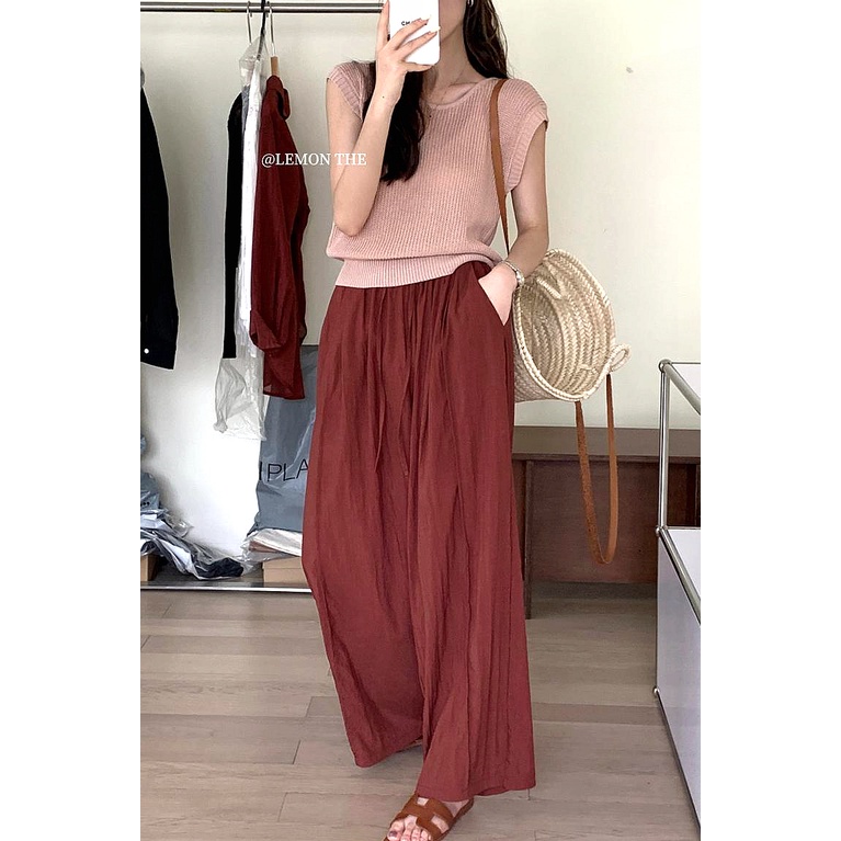 Áo Thun Dệt Kim Không Tay Cổ Tròn Họa Tiết Kẻ Sọc Màu Sắc Tương Phản Thời Trang Mùa Hè Phong