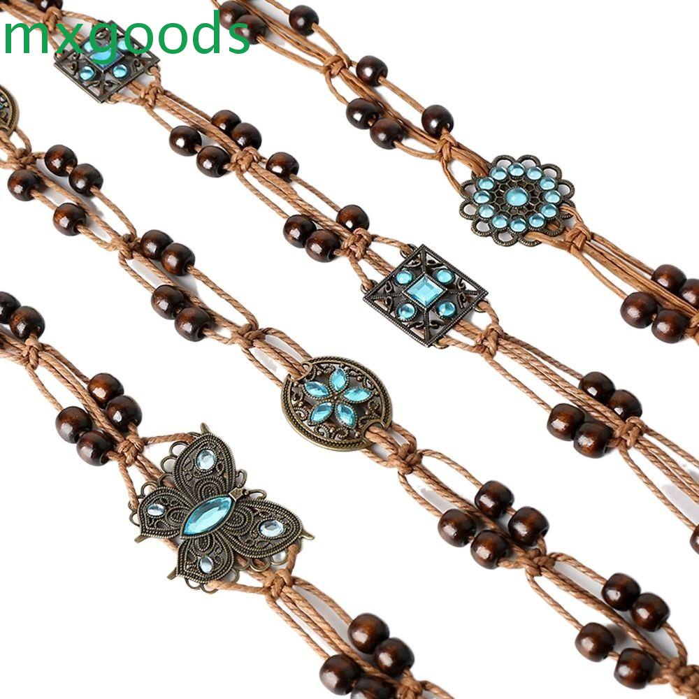 Dây Thắt Lưng Bện Tua Rua Hình Bướm Cổ Điển|Thắt Lưng Dây Xỏ Hạt Gỗ Phong Cách Dân Tộc DIY