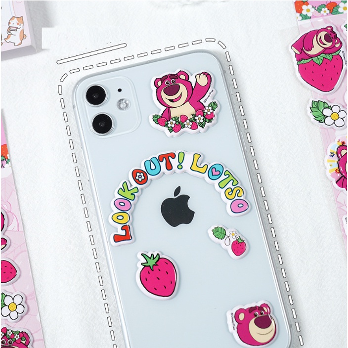 Hình dán sticker nổi 3D Gấu Dâu Lotso, Gấu Dâu Miniso cho bé