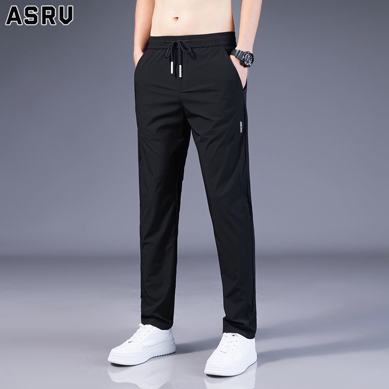 ASRV Quần Dài Thể Thao Vải Lụa Lạnh Dáng Rộng Thoáng Khí Thoải Mái Cho Nam