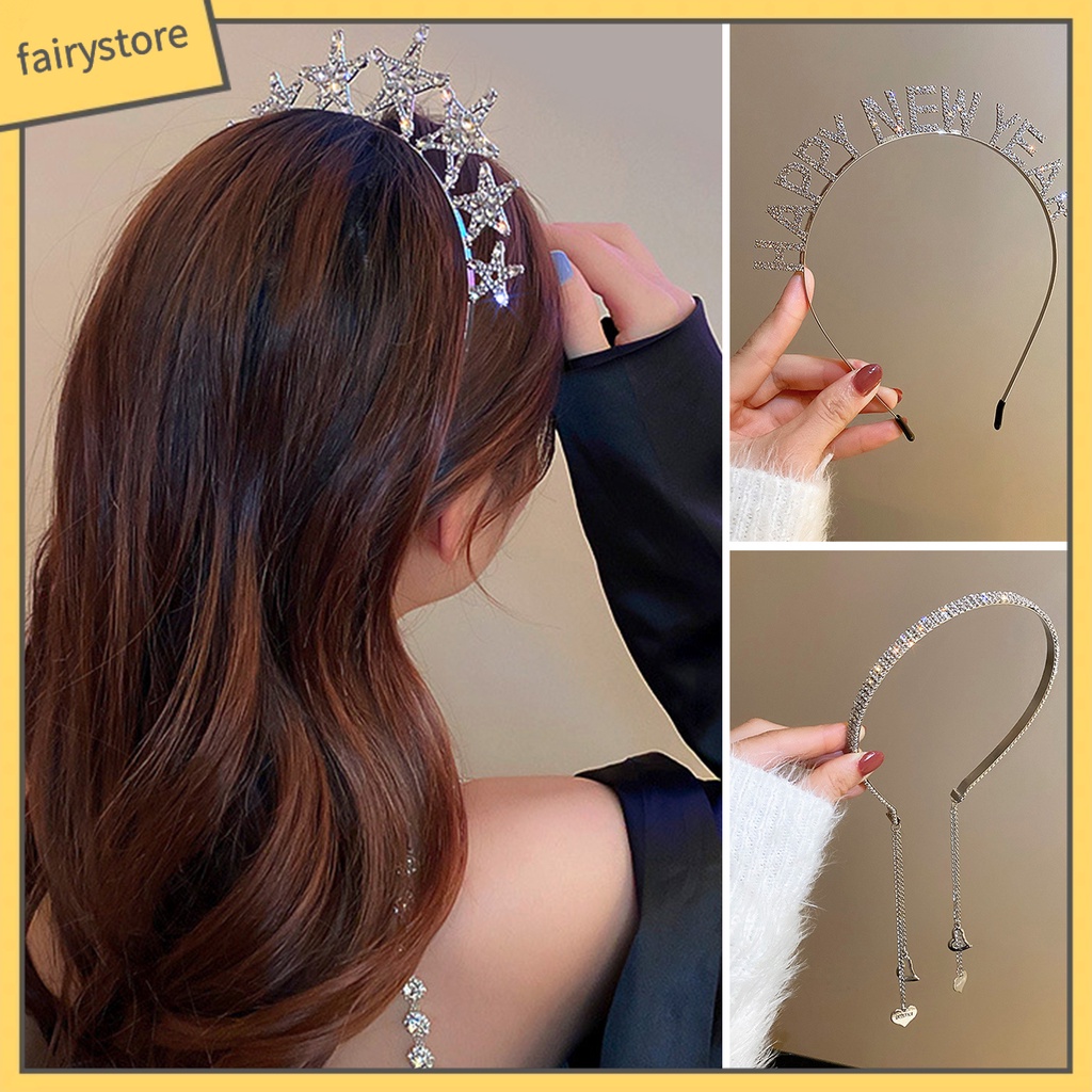 Băng Đô Cài Tóc Hình Ngôi Sao Đính Đá Lấp Lánh Thời Trang Cho Nữ