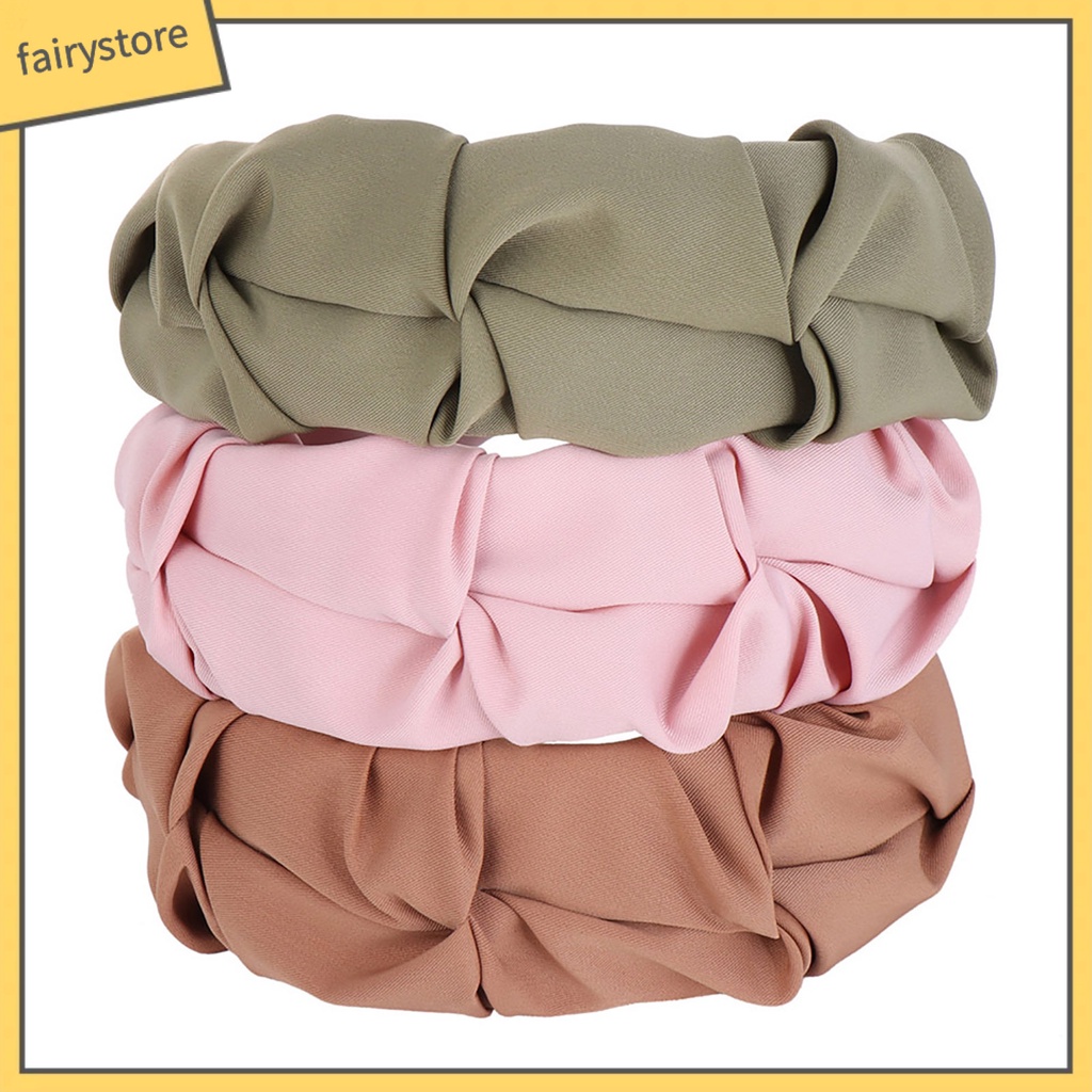 Băng Đô Cài Tóc Bản Rộng Màu Trơn Dành Cho Nữ