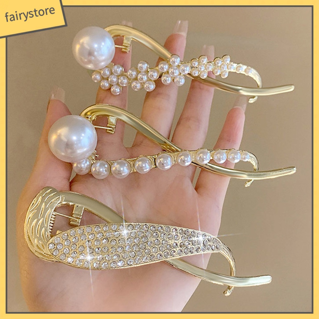 Kẹp Tóc Dạng Xoắn Đính Ngọc Trai Giả Chống Trượt Trang Trí Tóc Đơn Giản Thanh Lịch
