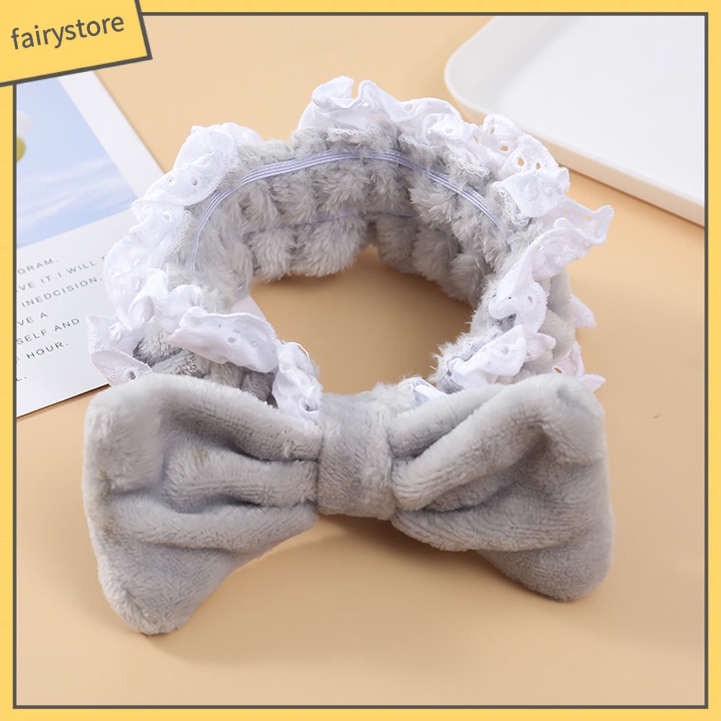 [FRO] Băng Đô Thắt Nơ Bằng Lông Cừu San Hô Dày Co Giãn Mềm Mại Chống Dầu Trang Trí Dành Cho Nữ