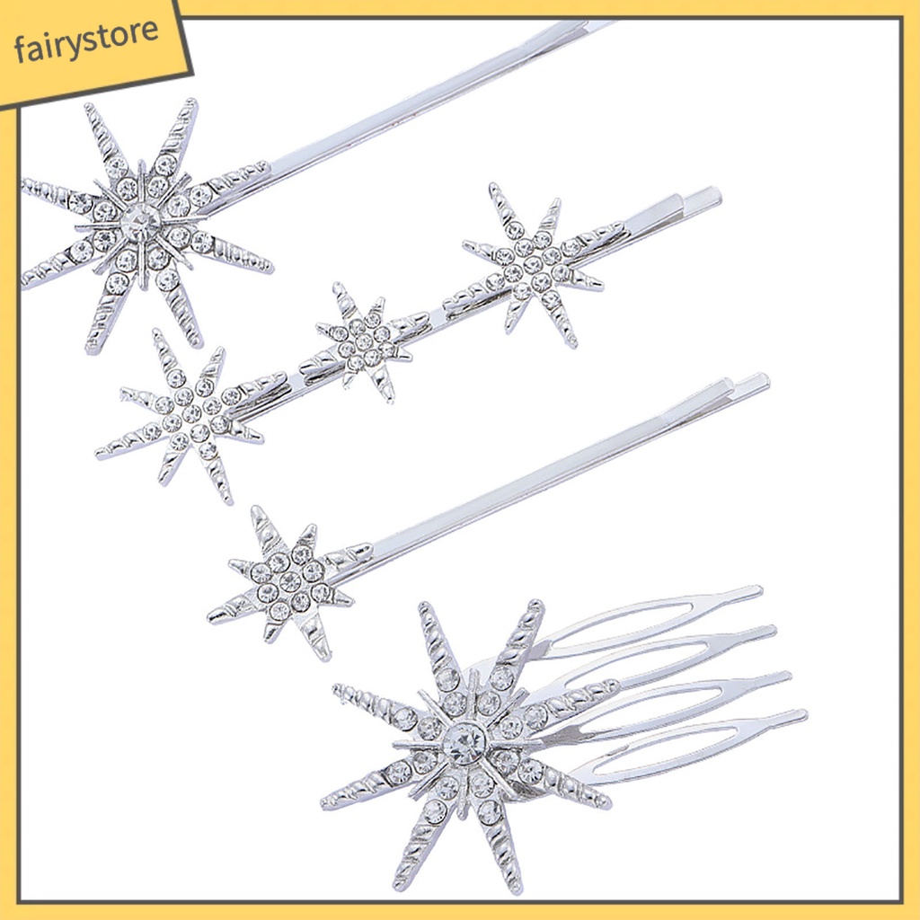 Set 4 Kẹp Tóc Hình Ngôi Sao Đính Đá Thời Trang Cho Cô Dâu