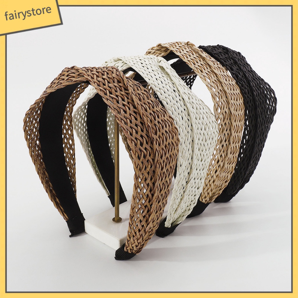 Băng Đô Bện Dây Màu Trơn Chống Rơi Phong Cách Bohemian Dành Cho Nữ