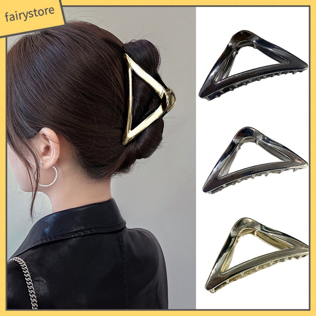 Kẹp Tóc Hình Răng Tam Giác Bằng Kim Loại Màu Trơn