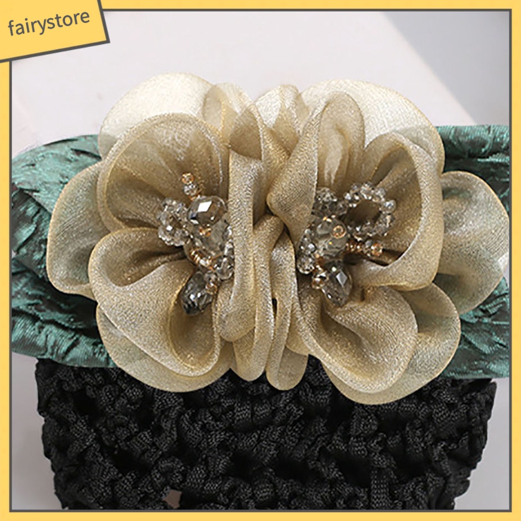 Dây Buộc Tóc Co Giãn Đính Hạt Và Hoa Ruy Băng Thanh Lịch Cho Nữ