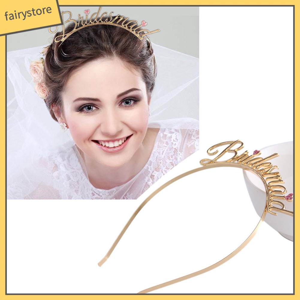 Băng Đô Cài Tóc Hình Trái Tim In Chữ Cho Phù Dâu