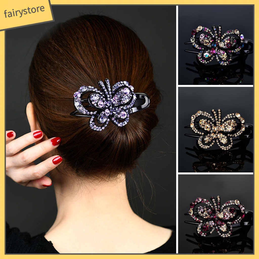 Kẹp Tóc Hình Bướm Đính Đá Chống Trượt Màu Sắc Tươi Sáng Ngọt Ngào