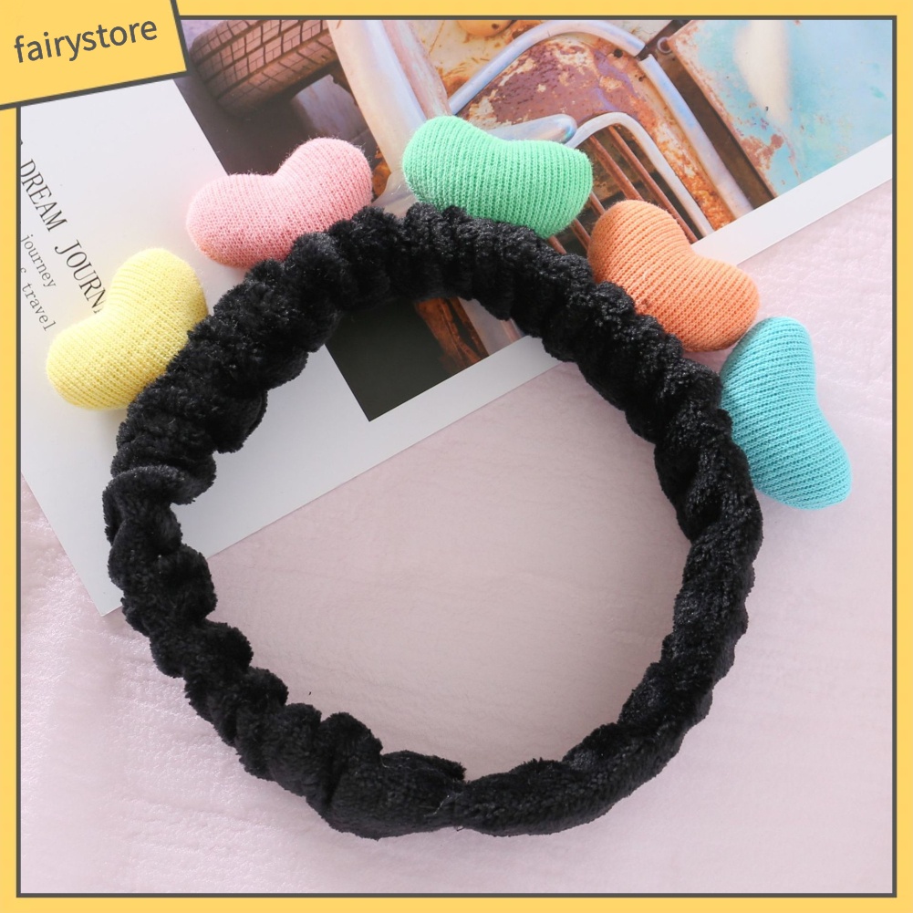 Băng Đô Cài Tóc Rửa Mặt / Trang Điểm Hình Trái Tim Mềm Co Giãn Dễ Thương Cho Nữ