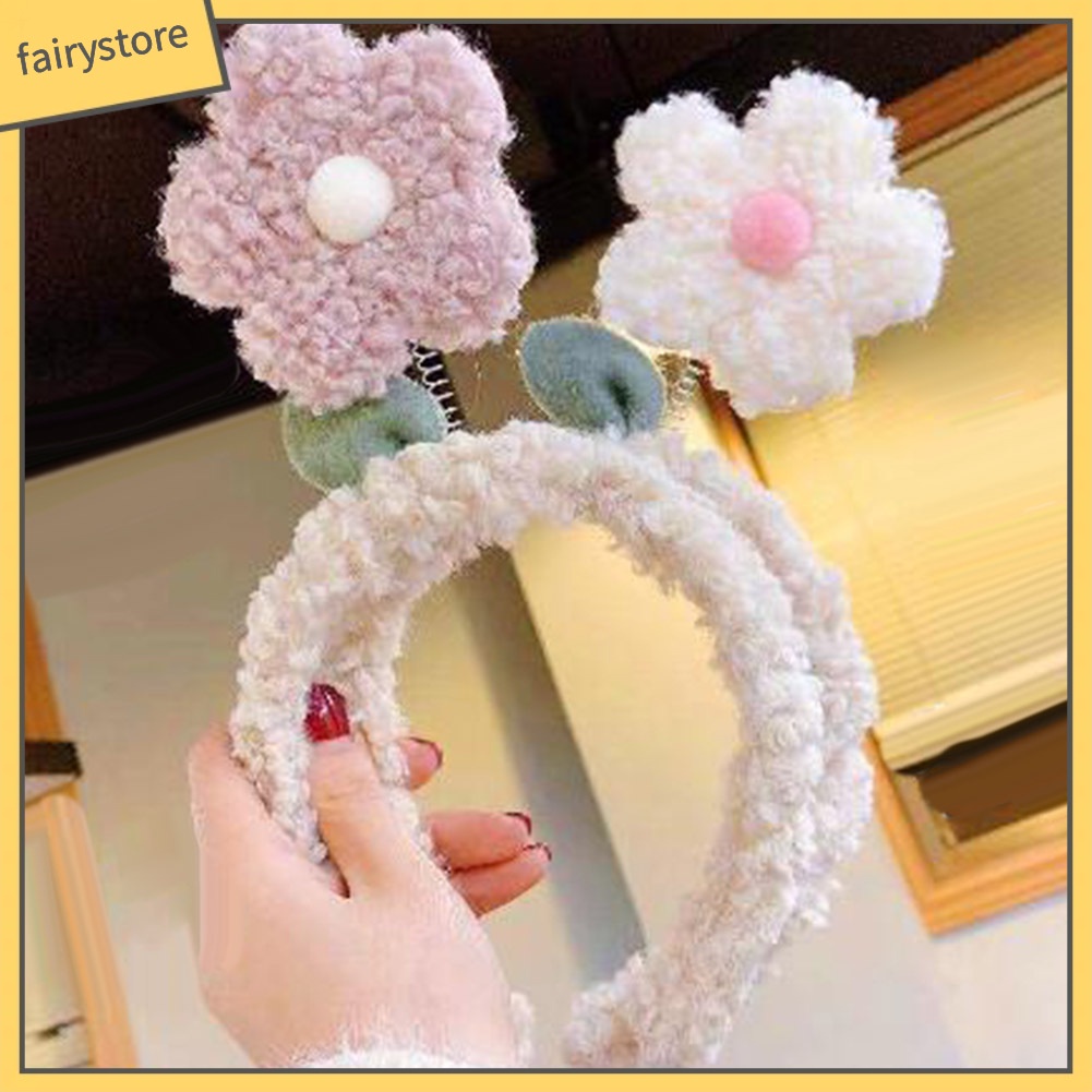 Băng Đô Cài Tóc Rửa Mặt Bằng Vải Bông Hình Hoa Đáng Yêu Cho Nữ