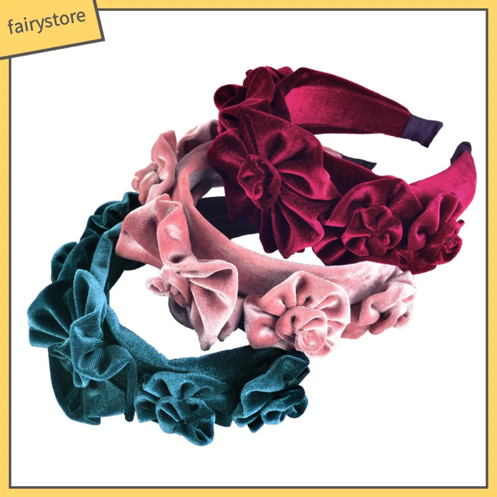 Băng Đô Cài Tóc Đính Hoa Vải Nỉ Thời Trang Cho Nữ