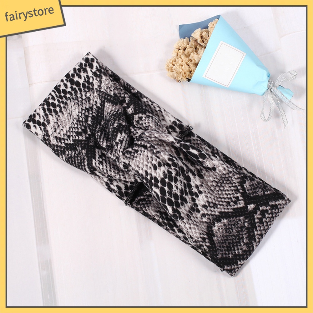 Băng Đô Cài Tóc Bản Rộng Co Giãn In Họa Tiết Da Rắn Dùng Tập Yoga / Thể Thao Cho Nữ