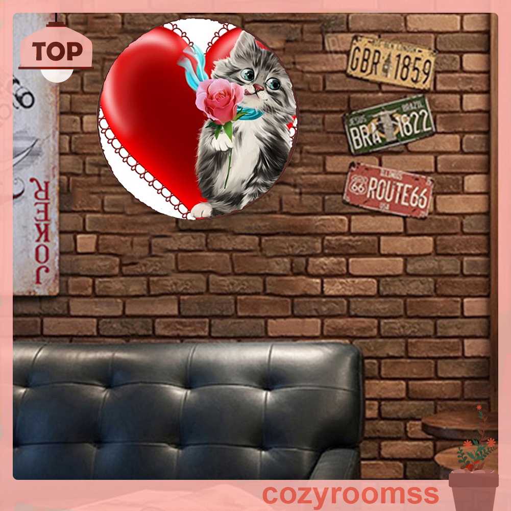 Tranh Kim Loại Treo Tường Hình Chú Mèo Phong Cách Vintage Trang Trí Nhà Cửa / Quán Bar