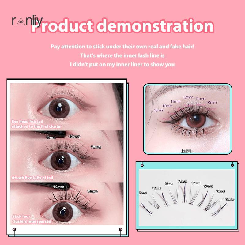 Ranliy💗 Lông Mi Giả Cong Dày Tự Nhiên Có Thể Tái Sử Dụng