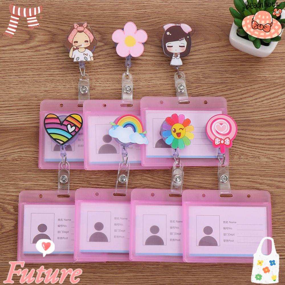 Kẹp Giữ Thẻ ID Bằng Kim Loại Họa Tiết Hoạt Hình Có Thể Thu Gọn
