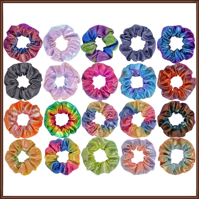 Set 24 Dây Cột Tóc Co Giãn Hai Màu Sắc Gradient Dành Cho Nữ