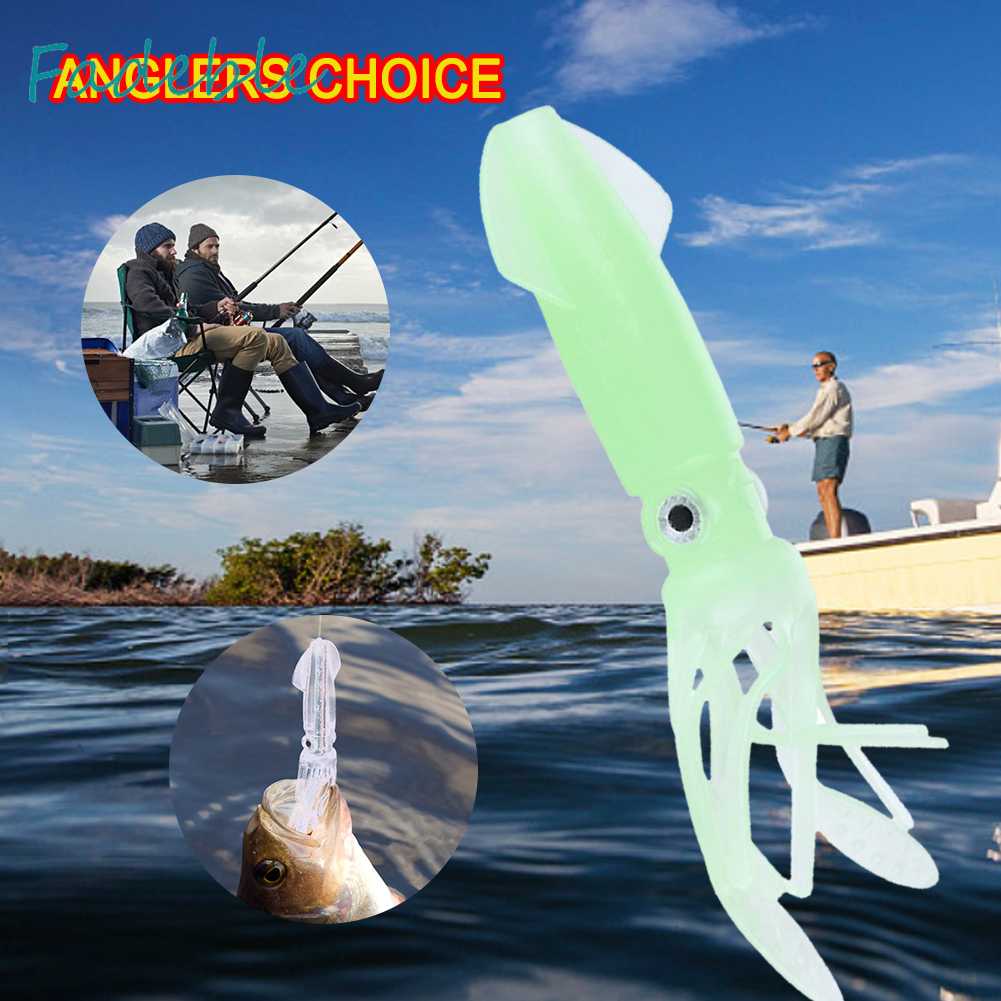 Set 5 Mồi Câu Cá Giả Hình Con Mực Dạ Quang 10cm 8g Mềm Mại