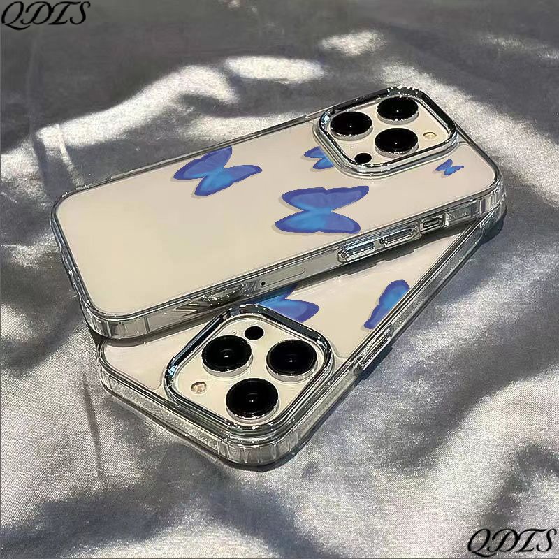 ✅Ốp Điện Thoại Dẻo Họa Tiết Bươm Bướm Màu Xanh Dương Thời Trang Chống Sốc Cho iPhone127 LF4U Maxplus 1114pro13 8