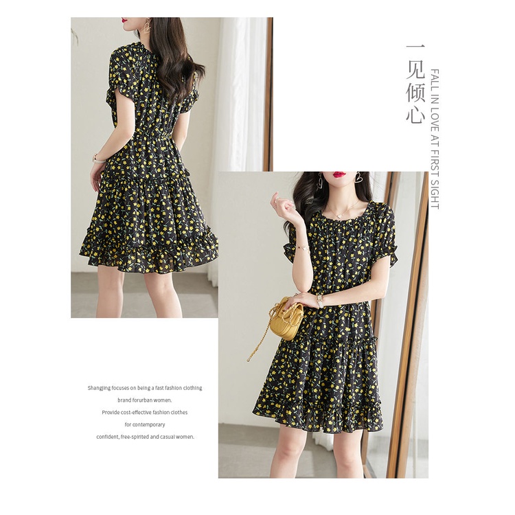 Đầm Hoa Tay Ngắn Thời Trang Mùa Hè 2023 Mới Cho Nữ