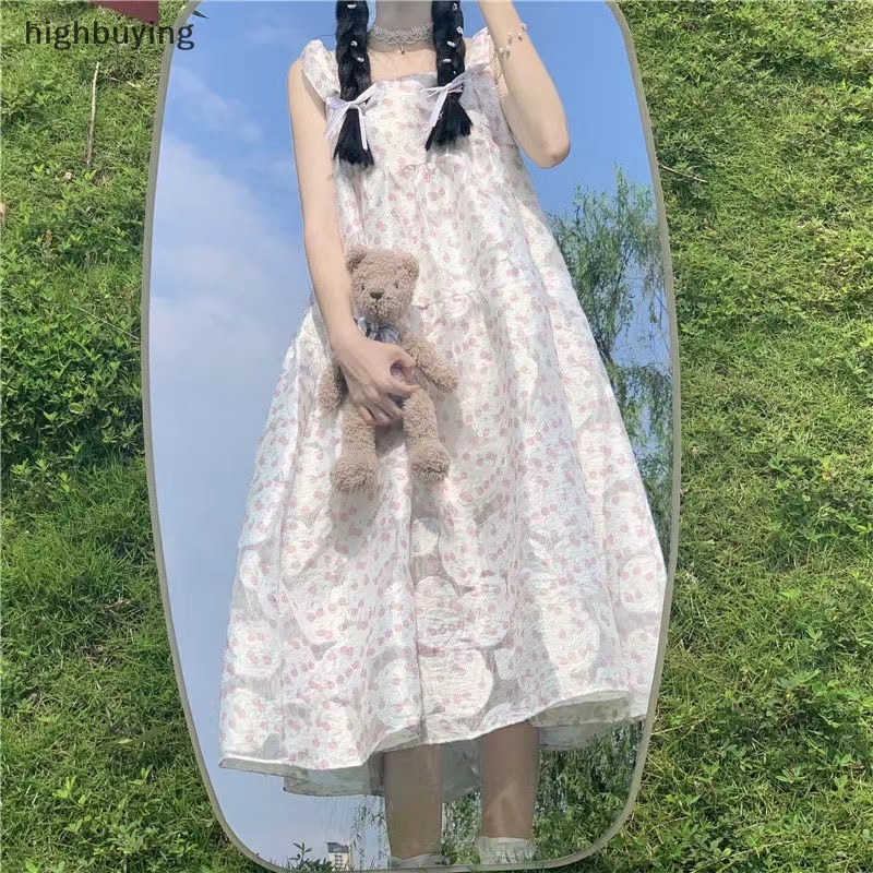 Đầm Hai Dây Dáng Chữ A Họa Tiết Hoa Ngọt Ngào Thời Trang Mùa Hè Hàn Quốc 2023 Mới