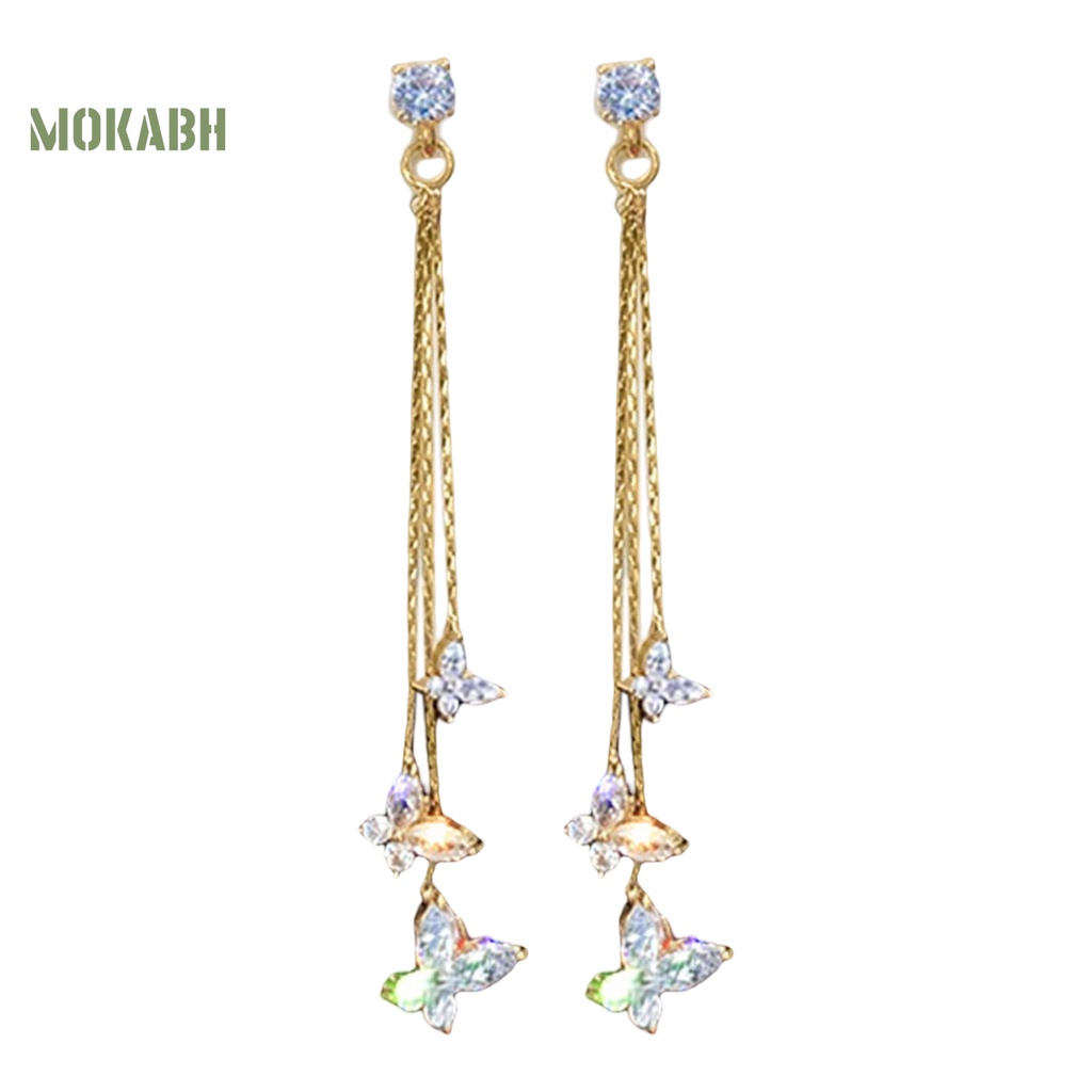 1 Đôi Bông Tai Hình Con Bướm Có Đính Đá Zircon Lấp Lánh Phong Cách Bohemia Dành Cho Nữ