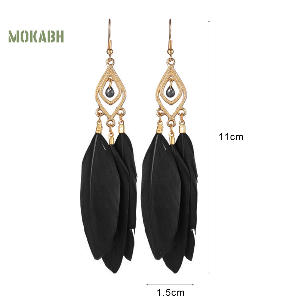 [Mok Abh] Bông Tai Gắn Lông Vũ Theo Phong Cách Du Mục