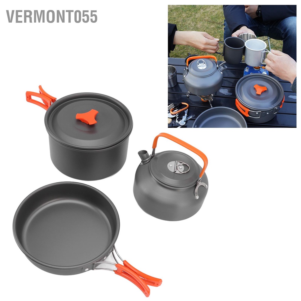 Vermont055 Bộ Nồi Cắm Trại Ngoài Trời Với Đồ Ăn Dụng Cụ Nấu Nướng Chống Dính Cho Câu Cá Dã Ngoại