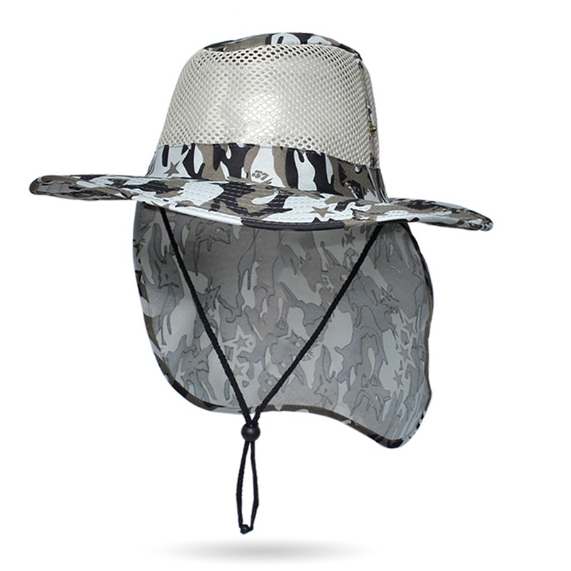 Ygt Mũ Lưới Rộng Vành Chống Nắng Tia UV Họa Tiết Rằn Ri Dùng Khi Đi Câu Cá / Cắm Trại