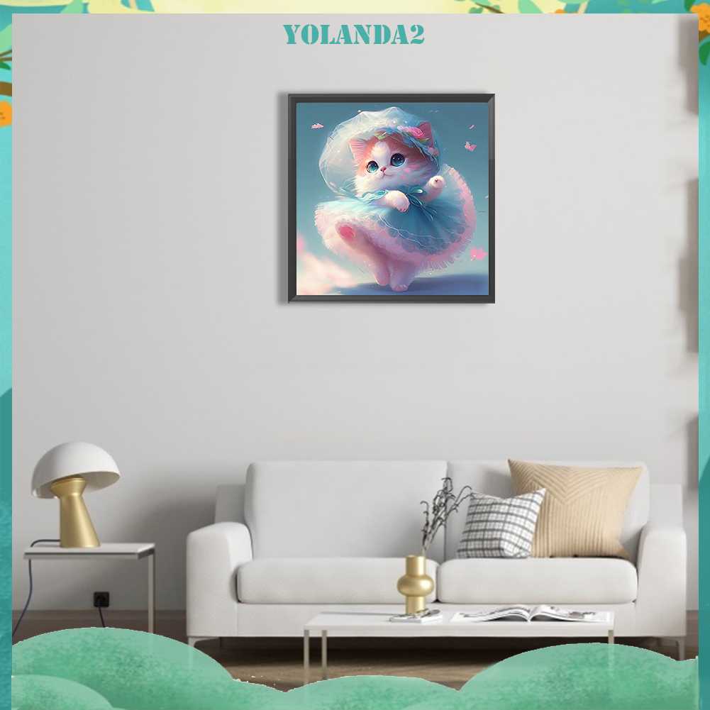 Tranh Đính Đá Kim Cương Toàn Bộ 5D DIY Hình Vẽ Mèo Trang Trí Nhà Cửa
