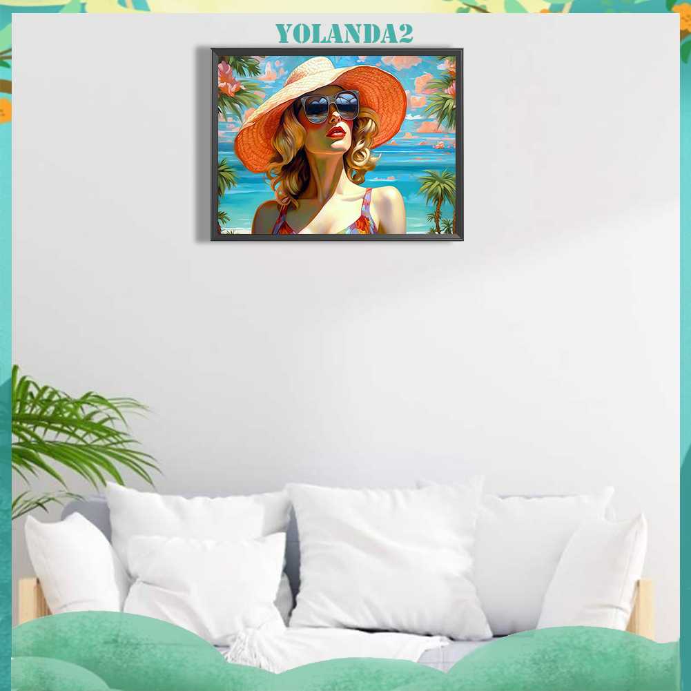 Tranh Đính Đá Kim Cương Toàn Bộ 5D DIY Hình Vẽ Người Phụ Nữ Trang Trí Nhà Cửa